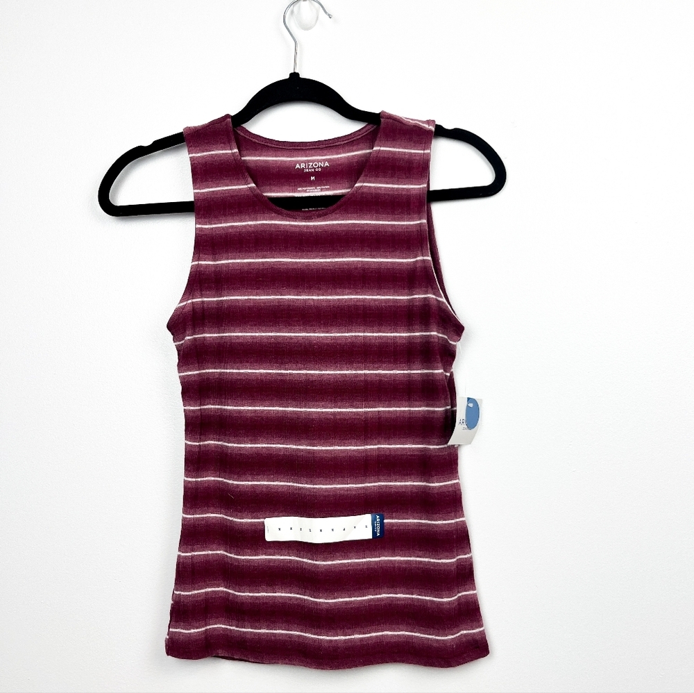 NWT Arizona Burgundy Striped Tank Top
